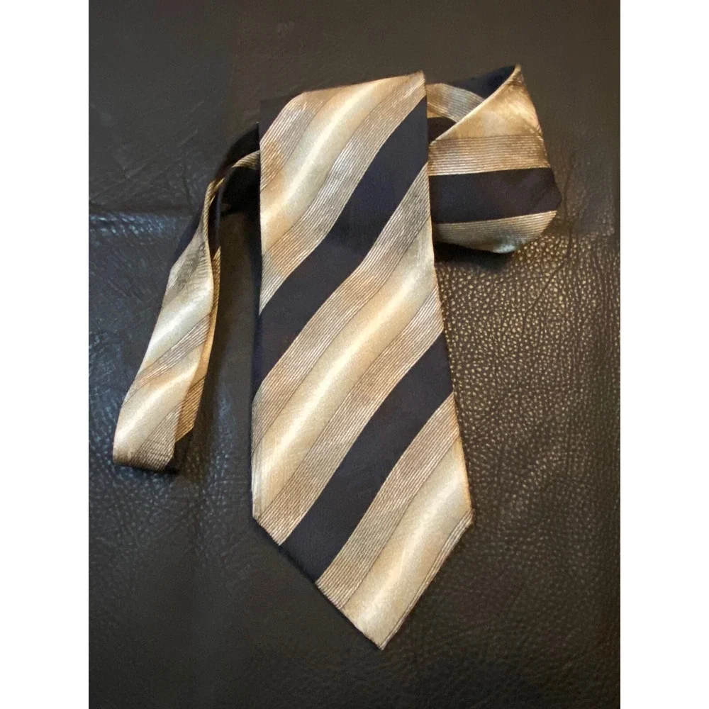 Bardelli Roma Mens Necktie Black Tan Geometric 100% Silk Made In Italy Classic